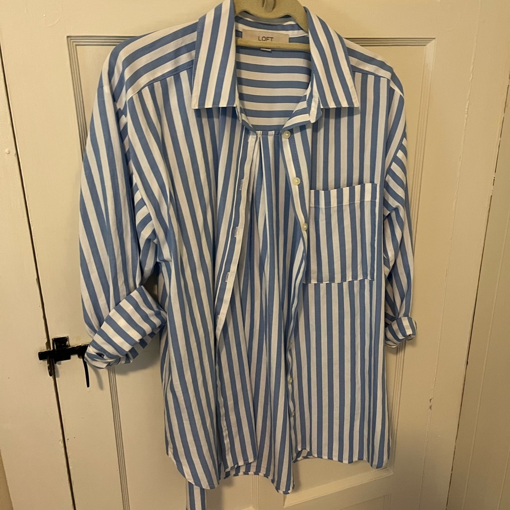 LOFT Striped Oversized Shirt - Picture 2 of 5